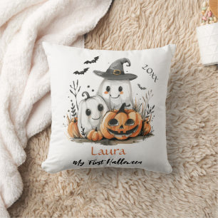 Coussin Mon premier Halloween mignon Citrouille fantôme No