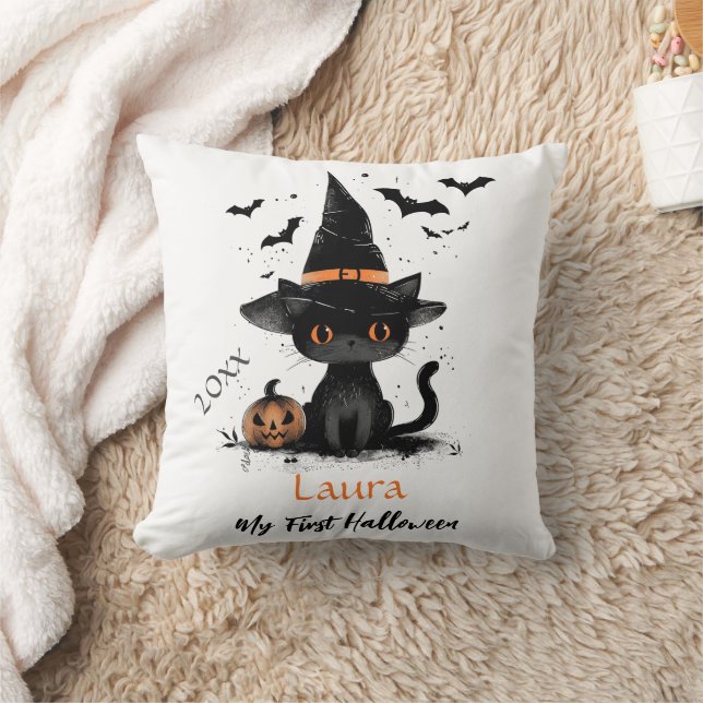 Coussin Mon premier Halloween mignonne Chat chauves-souris (Couverture)