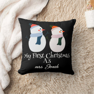 Coussin Mon premier Noël en tant que M. et Mme jeune marié