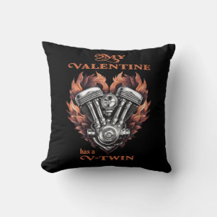 Coussin Mon Valentin a un V-Twin, style motard