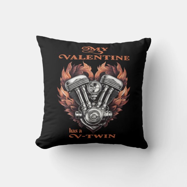 Coussin Mon Valentin a un V-Twin, style motard (Recto)