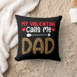 Coussin Mon Valentin m'appelle Papa Léopard Buffalo à carr