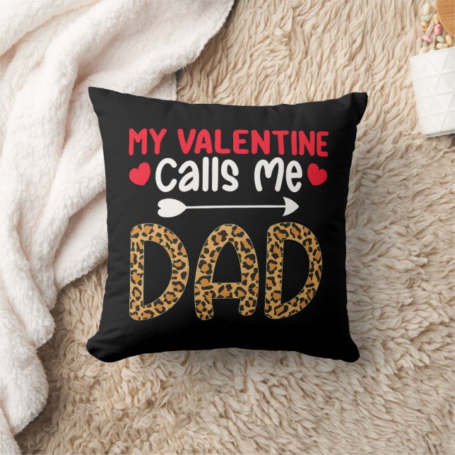 Coussin Mon Valentin m'appelle Papa Léopard Buffalo à carr (Couverture)