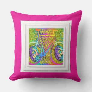Coussin Mon vélo rose chaud carré pelucheux extérieur pati