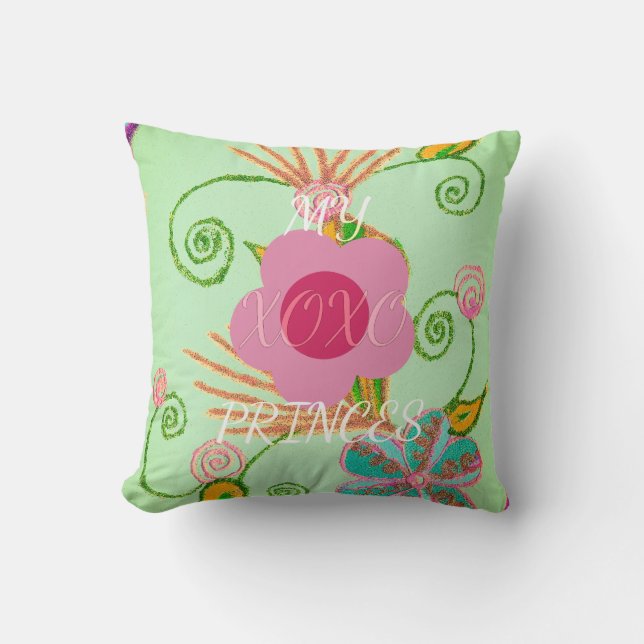 Coussin Mon XOXO Little Princess Floral Art Design d'impre (Recto)