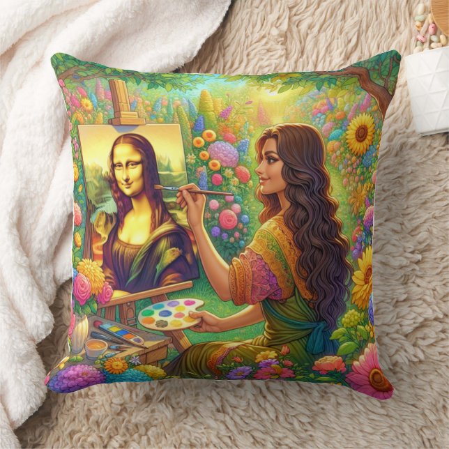 Coussin Mona is drawing Mona (Couverture)