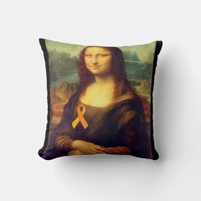 Coussin Mona Lisa Au Ruban Orange (Recto)