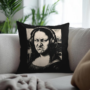 Coussin Mona Lisa Bass Face Amateurs de Musique Drôles DJs