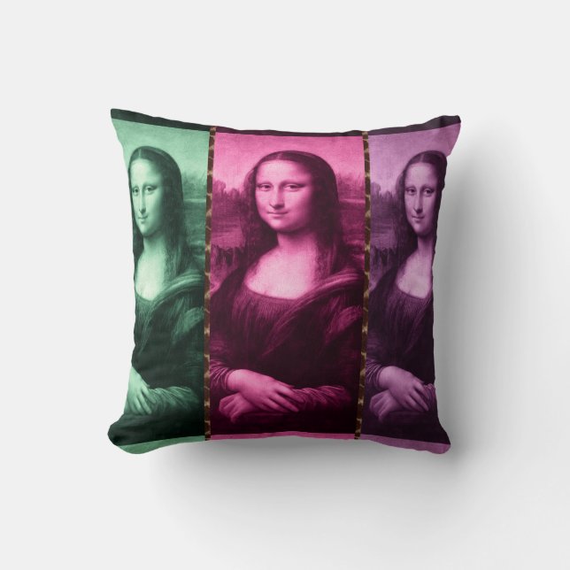 Coussin Mona Lisa Poster de animal rose rose violet (Recto)