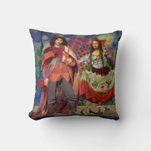 Coussin Mona Lisa Romantique Drôle Coloré Travail d'art