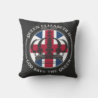 Coussin Monarque britannique Reine Elizabeth Dieu Sauvez L