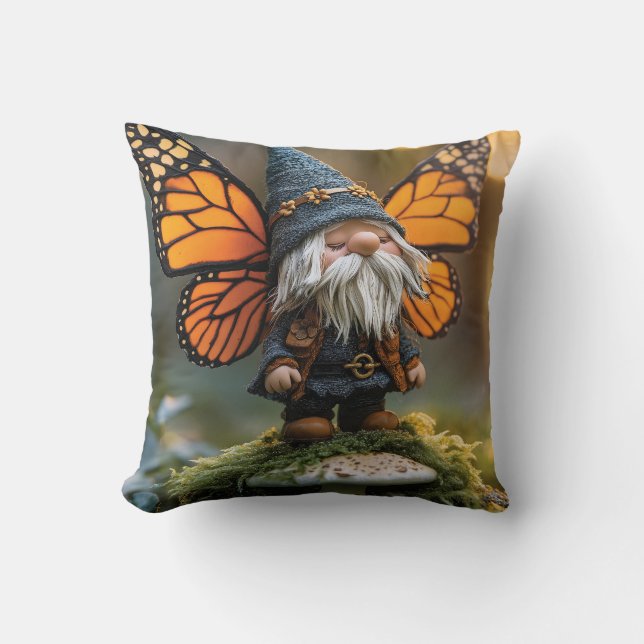 Coussin Monarque Papillon ailé Gnome - Créature Imaginaire (Recto)