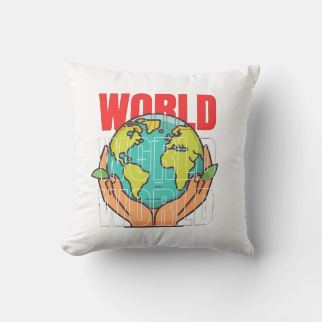 Coussin Monde – Conception de Globe d'Aventure de Voyage (Recto)