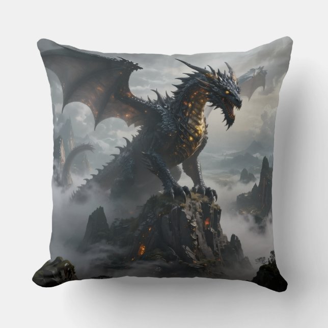 Coussin Monde des dragons – Le royaume du feu et de la mag (Recto)