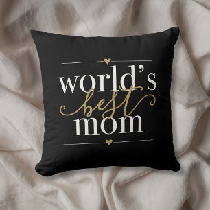 Coussin Monde élégant moderne Meilleure maman Noir et or