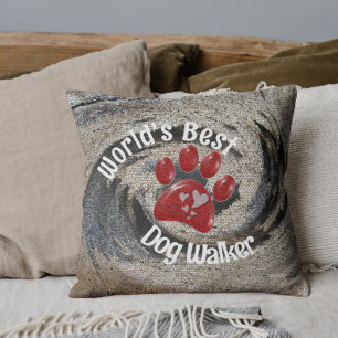 Coussin Monde meilleur chien Walker Mosaic Swirl Empreinte