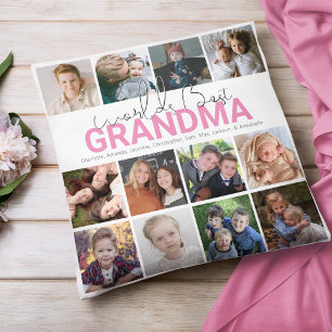 Coussin Monde meilleur grand-mère Collage de photos