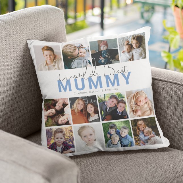 Coussin Monde meilleur maman | Collage de photos (Créateur téléchargé)