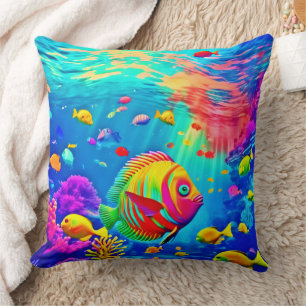 Coussin Monde sous-marin de couleur
