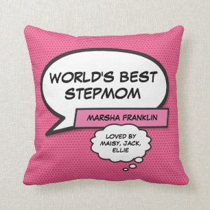 Coussin Mondes Meilleur StepMom Bonus Maman Pink Fun
