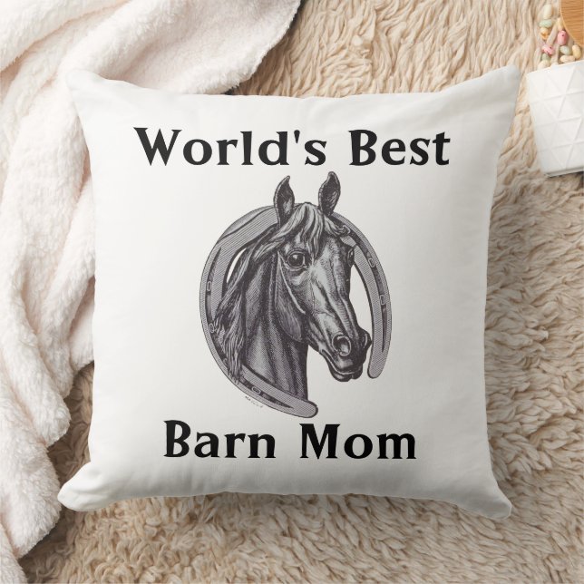 Coussin Mondes Meilleure maman grange croquis Cheval Blanc (Couverture)