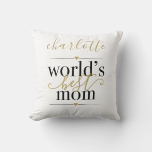 Coussin Mondes Noir et Or Meilleur Maman Personnalisée