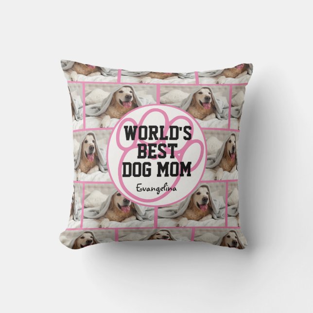 Coussin Mondes personnalisés Best Dog Mom Photo (Recto)