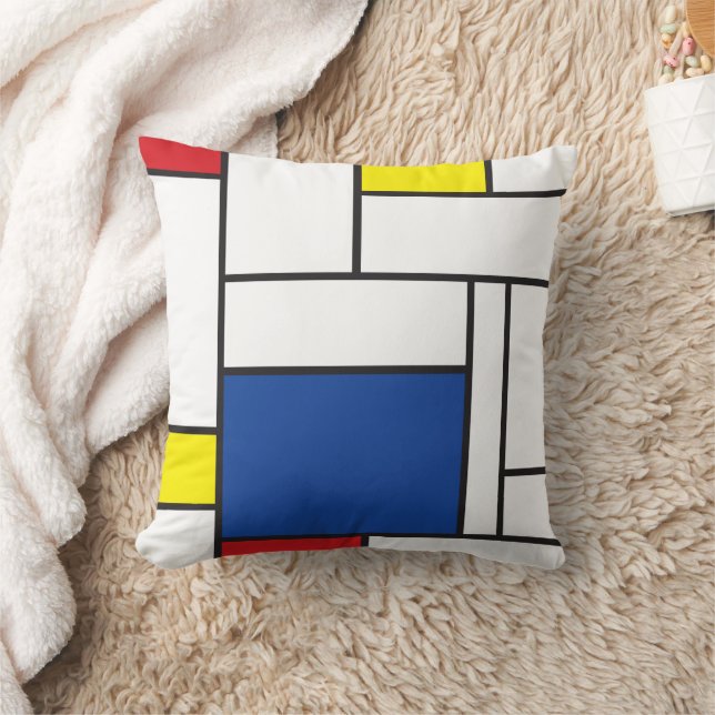 Coussin Mondrial Minimaliste Géométrique De Stijl Art Mode (Couverture)