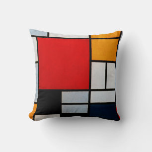 Coussin Mondrian - Composition avec grand plan rouge