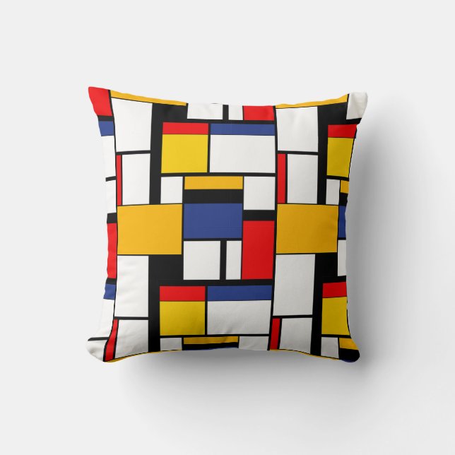 Coussin Mondrian géométrique Composition minimaliste moder (Recto)