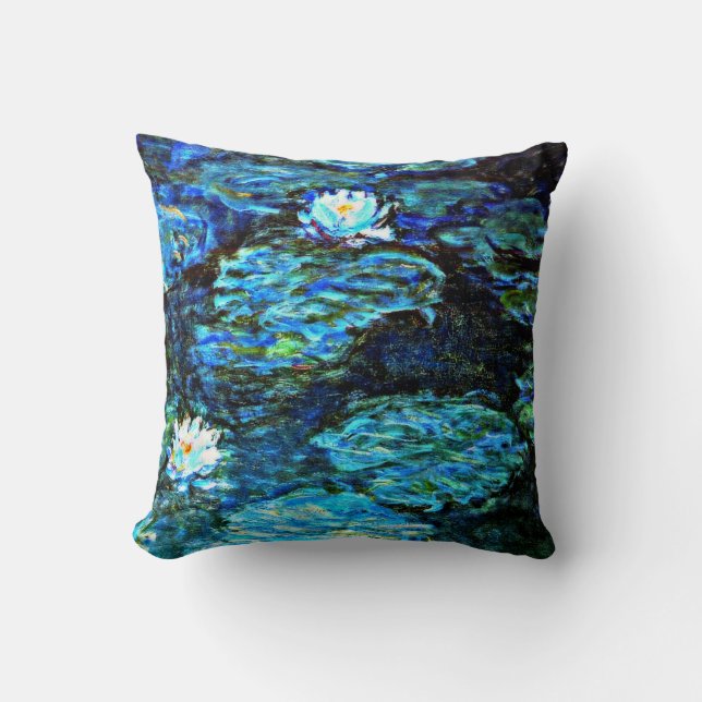 Coussin Monet - Lys d'eau (bleu) (Recto)