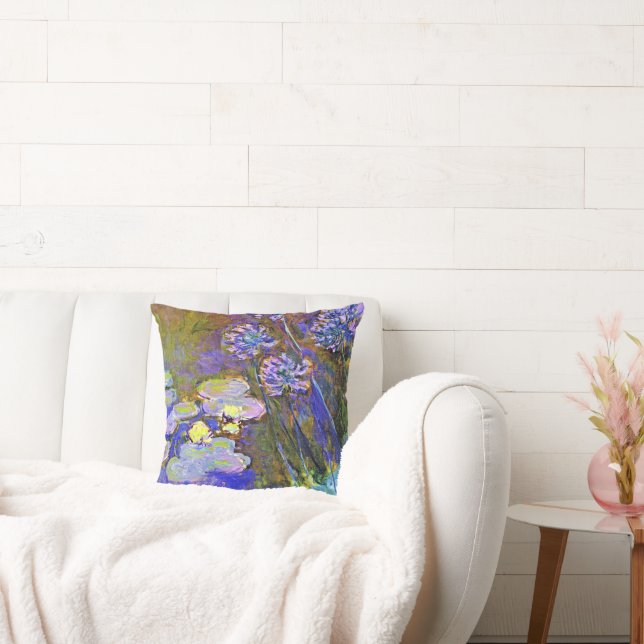 Coussin Monet - Lys d'eau et Agapanthus (Canapé)