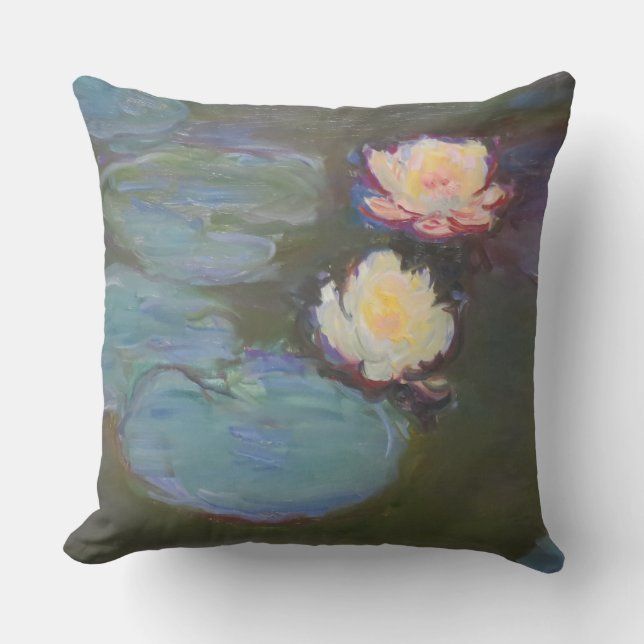 Coussin Monet Nymphéa Fleurs de Lys Étang Peinture (Recto)