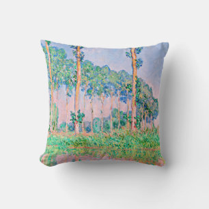 Coussin Monet - Poplars, effet rose