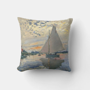 Coussin Monet Sailboat Français Impressionnisme Art classi