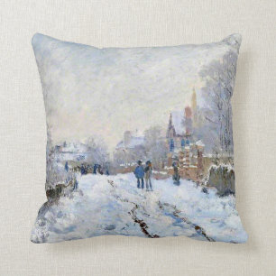 Coussin Monet - Scène de neige à Argenteuil