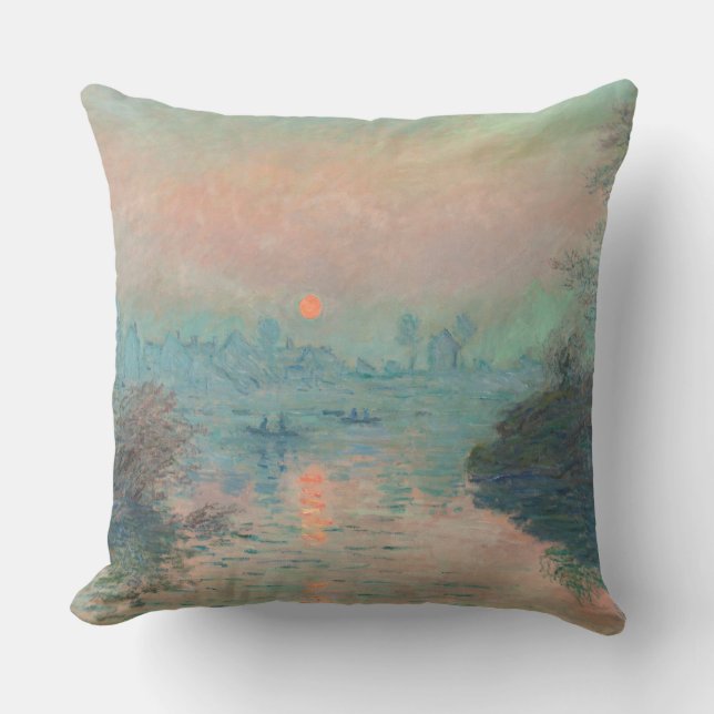 Coussin Monet Sunset Seine Beaux-Art Impressionnisme (Recto)