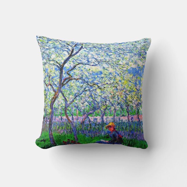 Coussin Monet - Un verger au printemps (Recto)