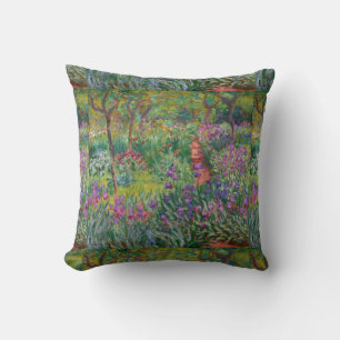 Coussin Monet vintage jardin fleuri vase bouquet célèbre