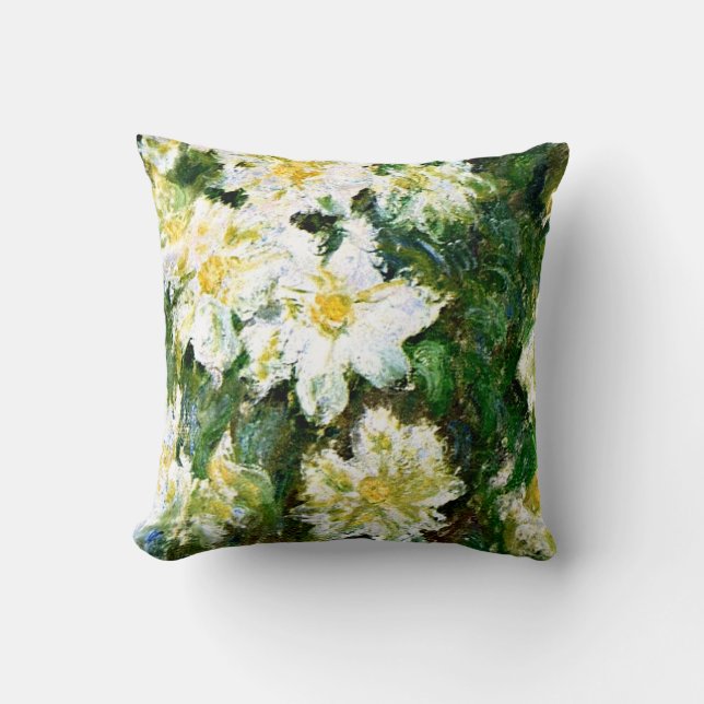 Coussin Monet - White Clematis, célèbre peinture florale (Recto)