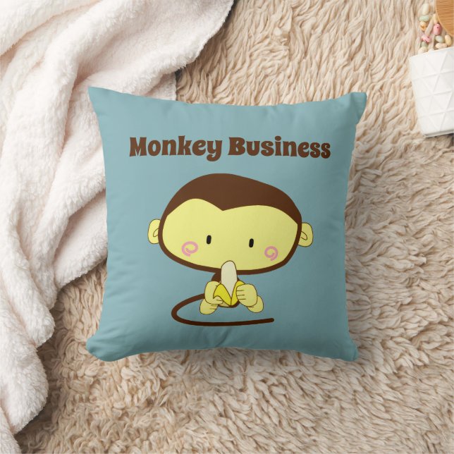Coussin Monkey Business Drôle Cartoon Monkey Design (Couverture)