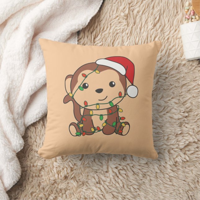Coussin Monkey Christmas Winter Animals Monkeys Throw Pill (Couverture)
