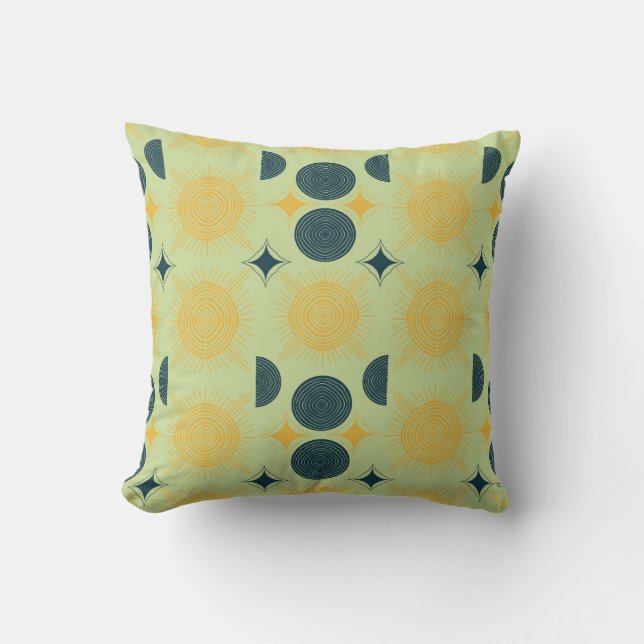 Coussin Monnaie céleste du soleil de Boho (Recto)