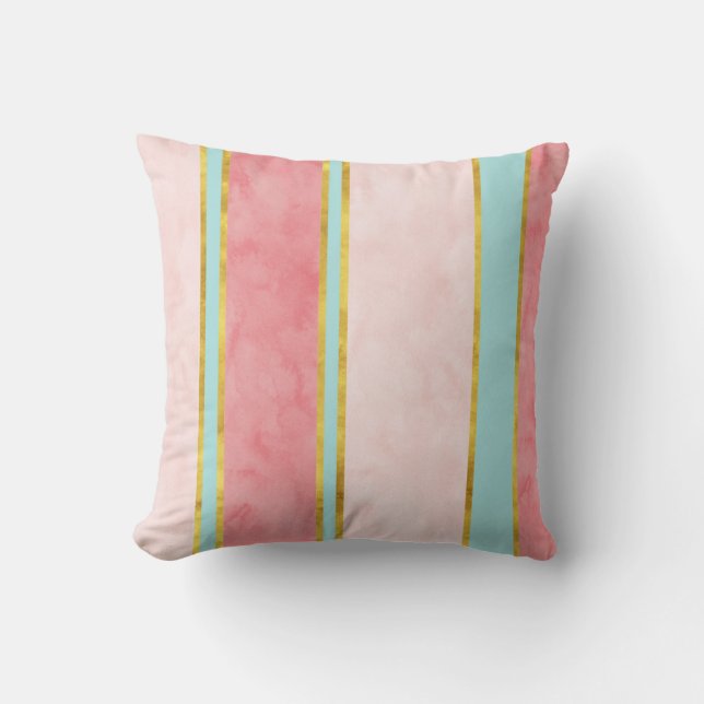 Coussin Monnaie molle Coral Or Bleu Grilles (Recto)