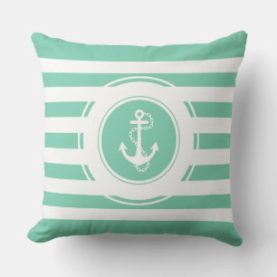 Coussin Monnaie Vert & Blancs Ancre nautique