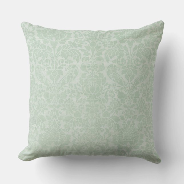 Coussin Monnaie vert Damask GradeA Coton Throw Pillow 20x2 (Recto)