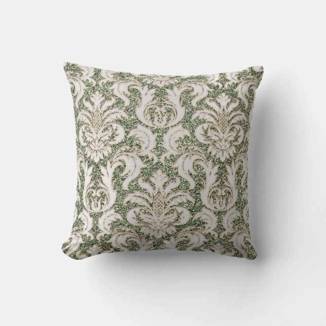 Coussin Monnaie Vert Métal Damas Argent Gris Gris Parties  (Recto)