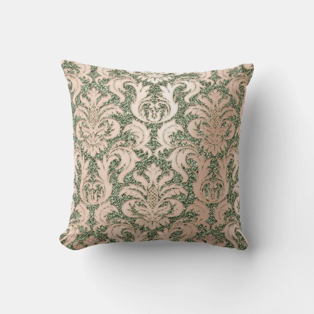 Coussin Monnaie vert Métal Damask Rose rose Parties scinti (Recto)