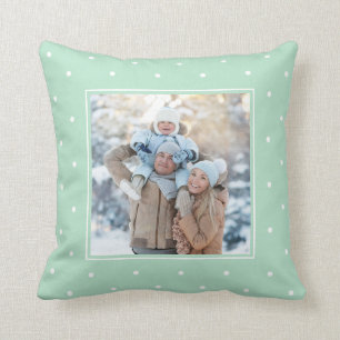 Coussin Monnaie verte tendance et Pois avec votre photo