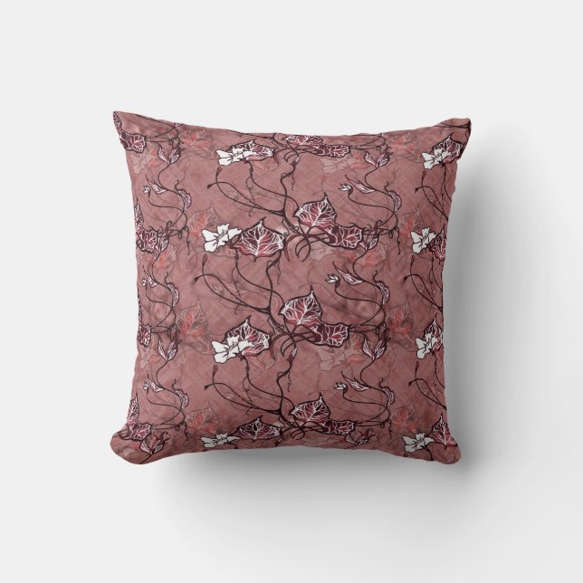 Coussin “Monochrome Ginkgo Grace Throw Pillow” 🌿✨ (Recto)
